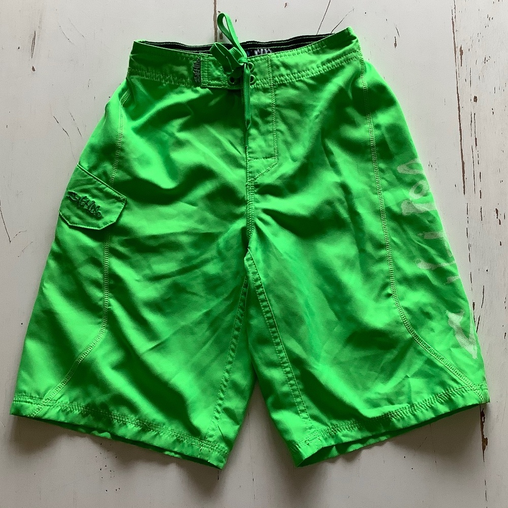 SALT LIFE Neon Lime Green AquaTrunks SLX-QD Board Shorts Swim Trunks Medium